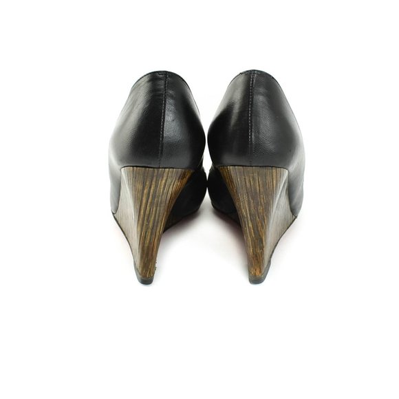 LOUBOUTIN: Black, Leather & "Bamboo" Wedge Heels - Picture 6 of 8